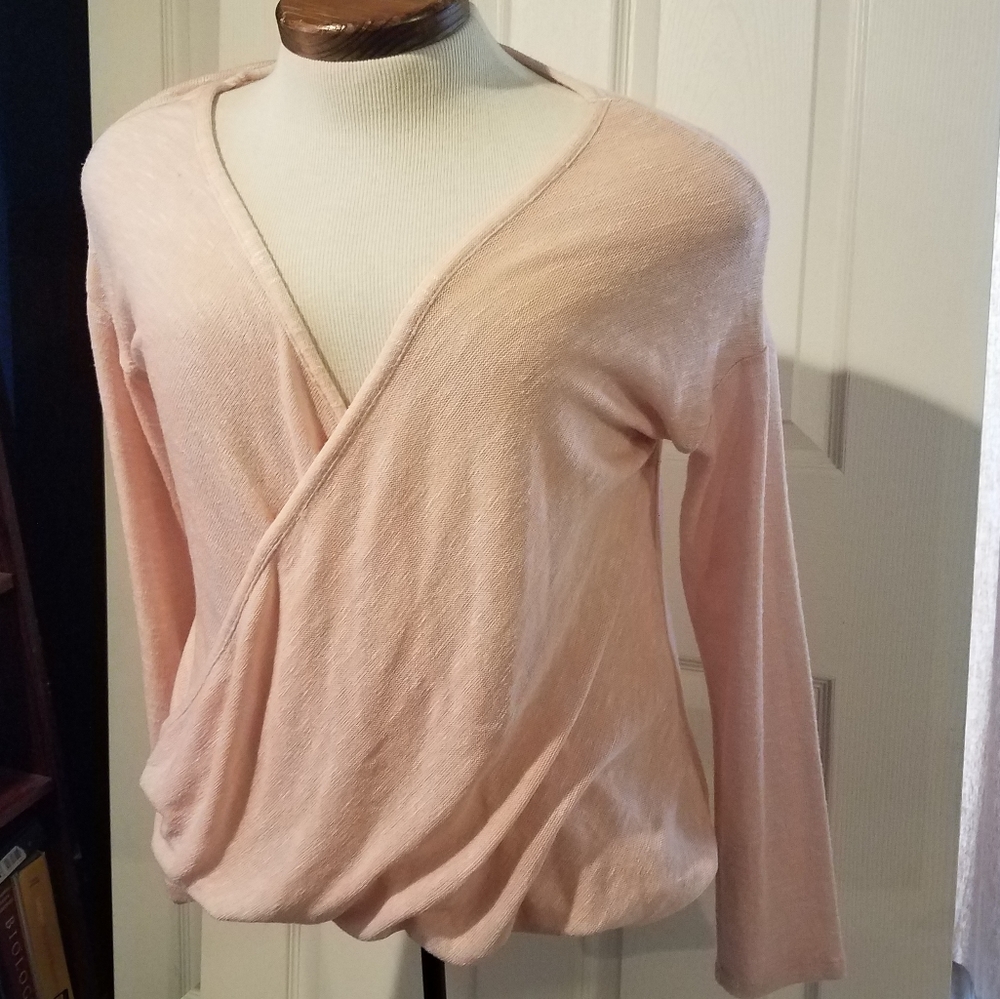 Charming Charlie wrap-front surplice blush sweater‎ Medium